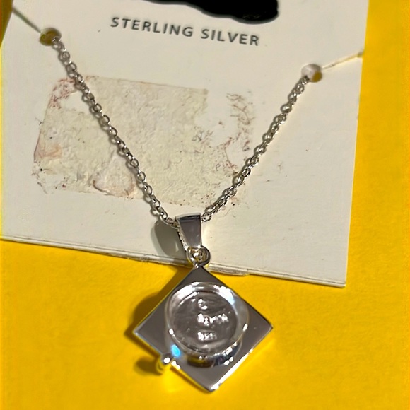 NWT 925 silver Graduation Cap promotion pendant & 16” chain gift congrats memory - Picture 6 of 8